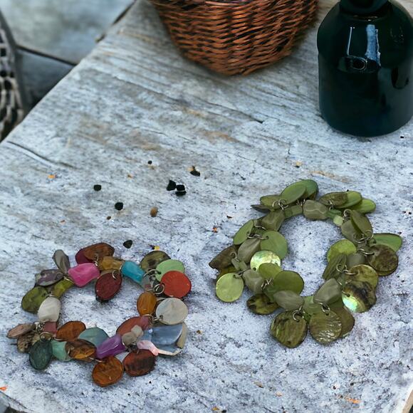 Boho Shell Beaded Bracelet Set with Multicolor Charms - Picture 1 of 4